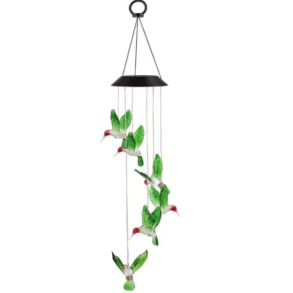 Wind Chime Solar LED Humming Bird - Multi Coloured