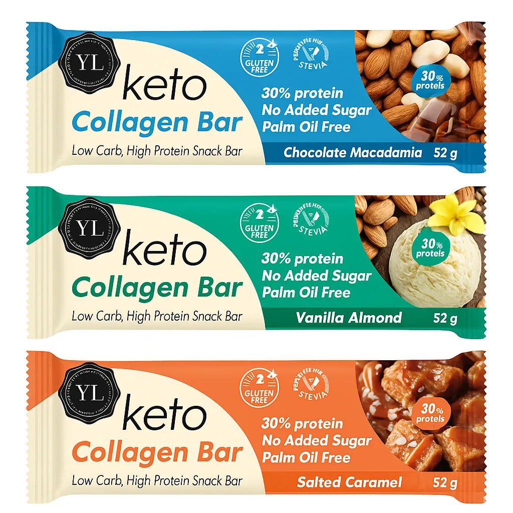 Keto Collagen Protein Bar | Choc,Vanilla,Salt | 6 Pack | Youthful Living