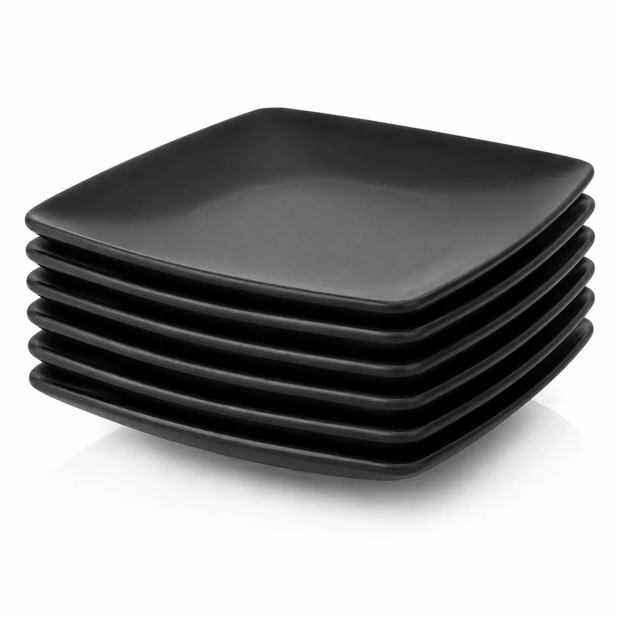 6 Piece Black Square Dinner Plate Set