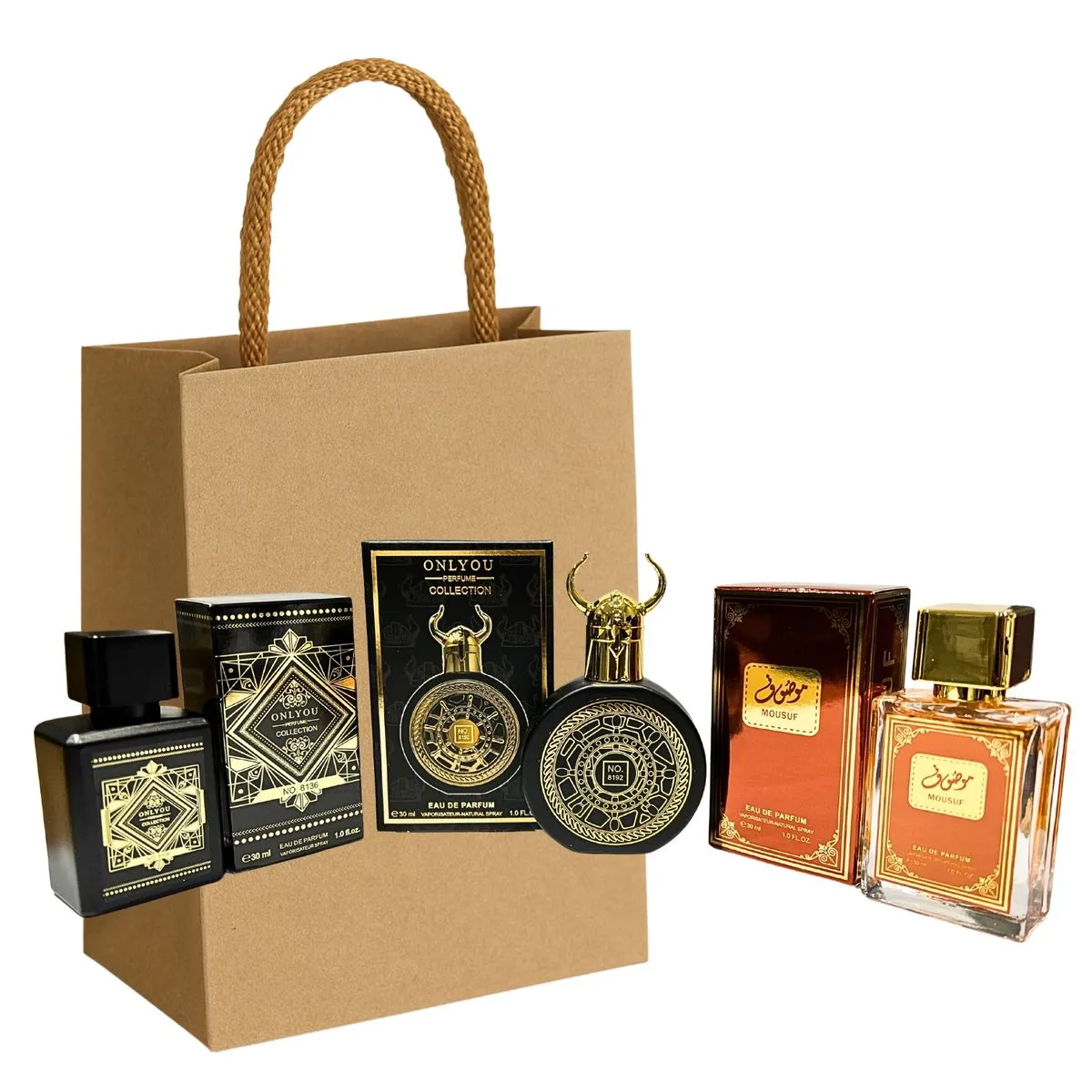 Unisex Perfume Gift Set | No. 8136, No. 8192 & Mousuf with Gift Bag COMBO