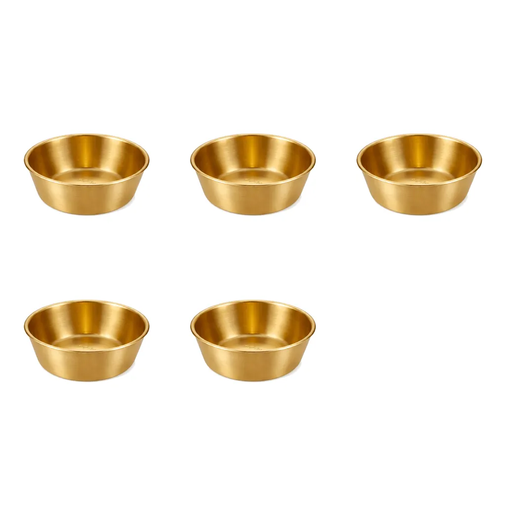 5 Pack - 400ml Stainless Steel Korean Rice Bowl - Gold