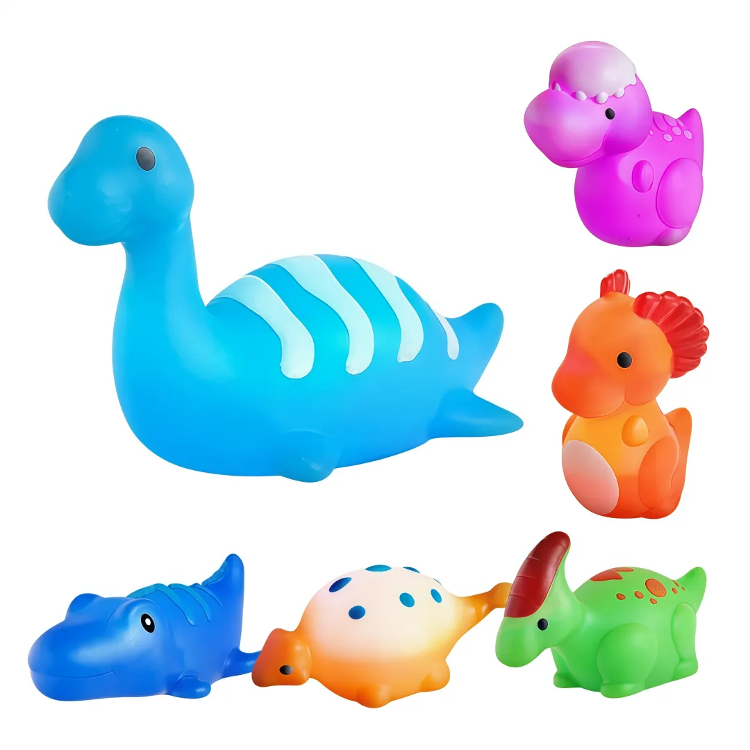Kingdushi 6Pack Light-Up Floating Dinosaur Bath Toys For Toddlers 1-3,Gifts