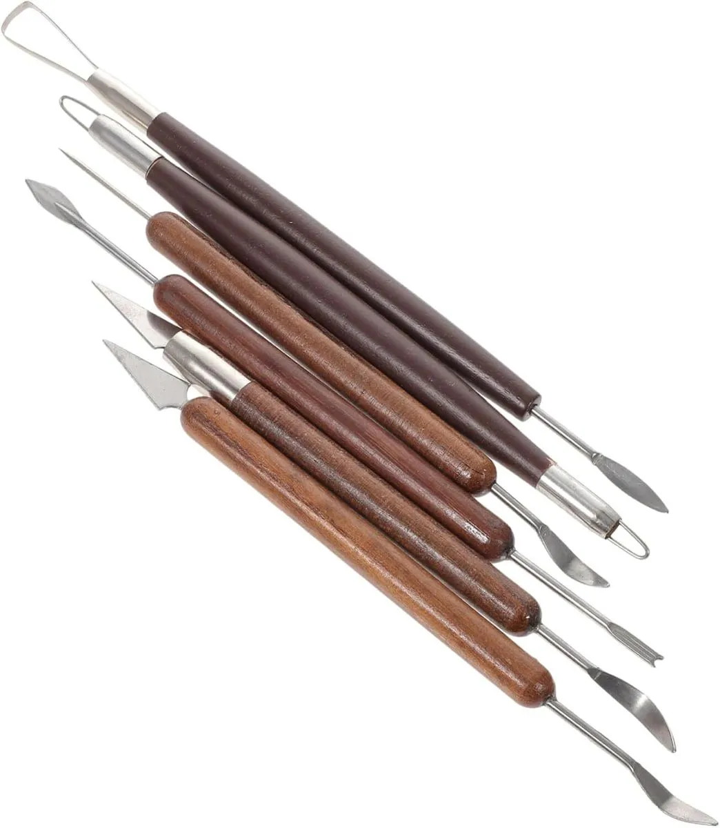 Crafting Essential: 6pcs Wood Ceramic Sculpture Carving Tools Kit for Clay