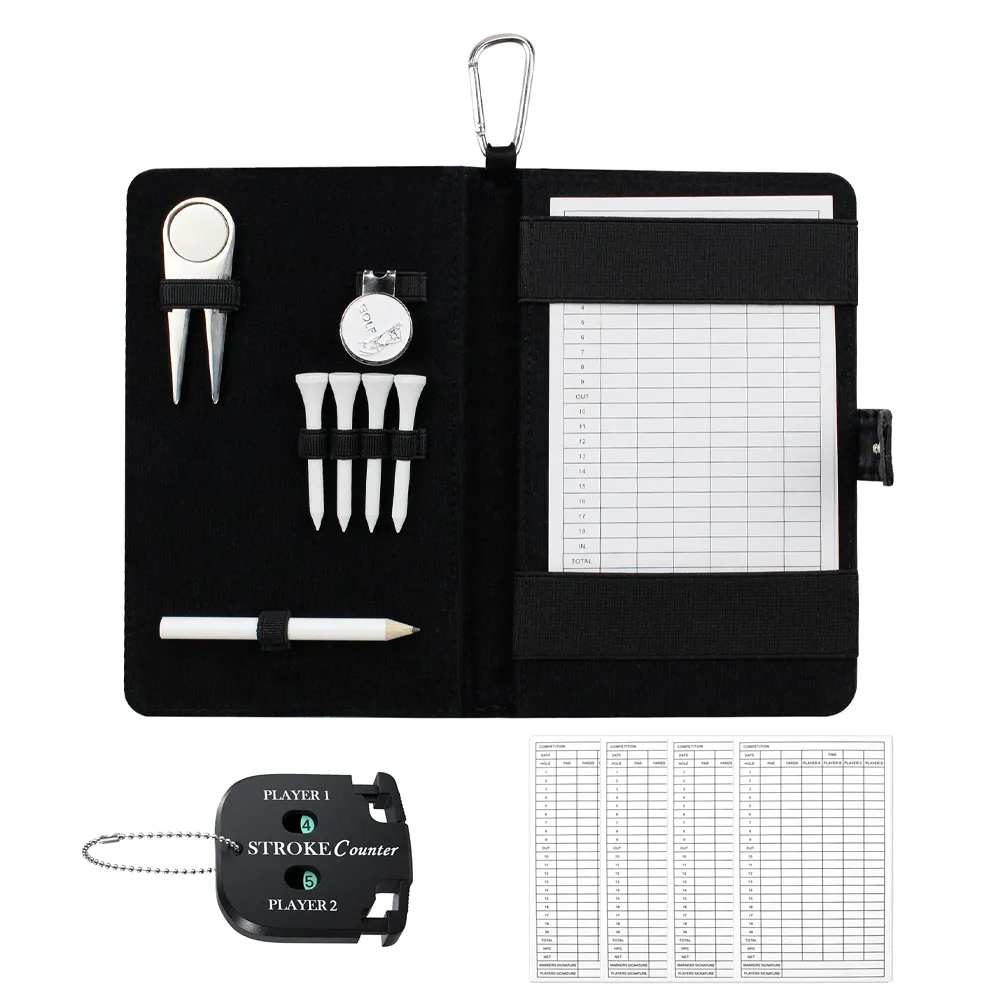 Golf Scoring Holder With Score Counter 5 Scorecard Golfing Accessories Kit