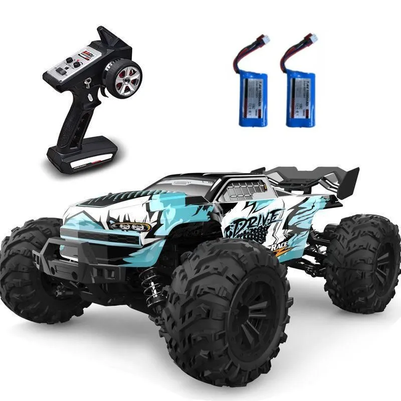 High-Speed 1:16 Brushless 4wd RC Racing Monster Truck 2 Battery Bundle - Blue