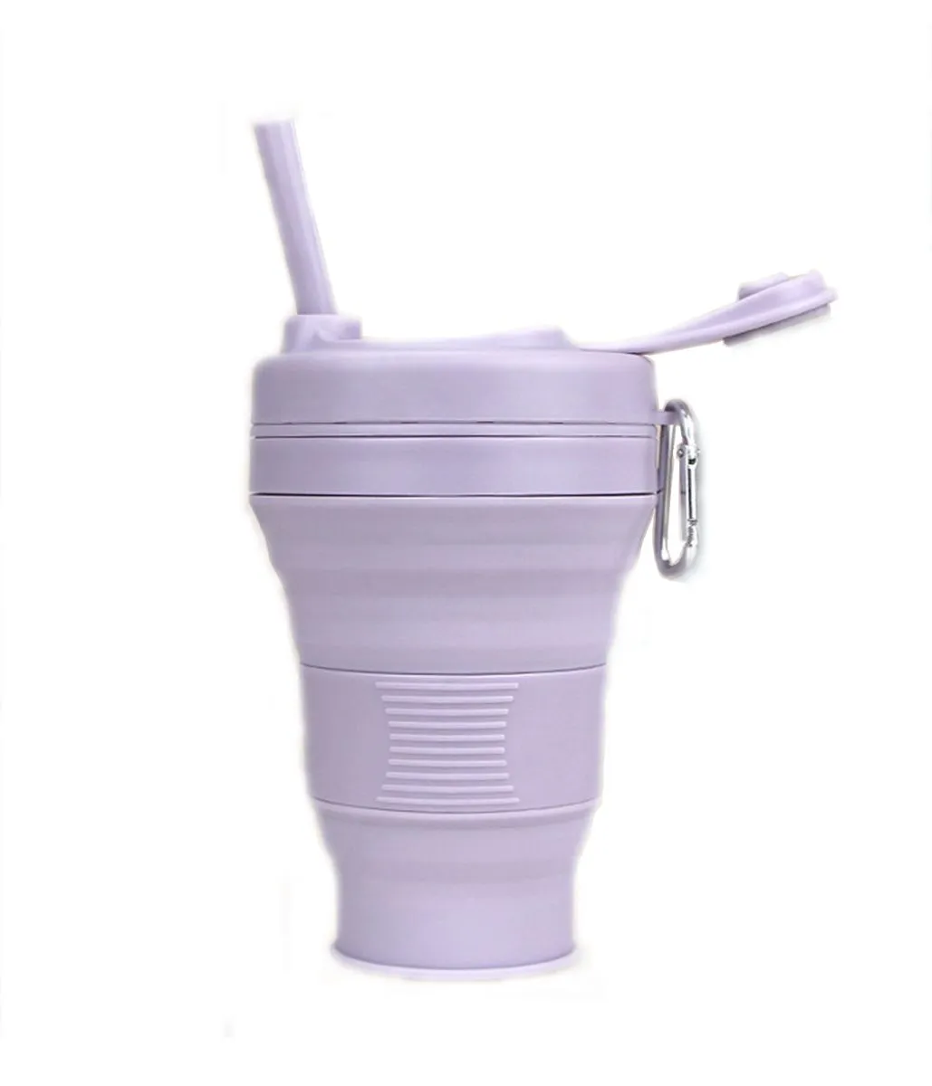 Silicone Collapsible Travel Mug 20oz/600ml With Straw
