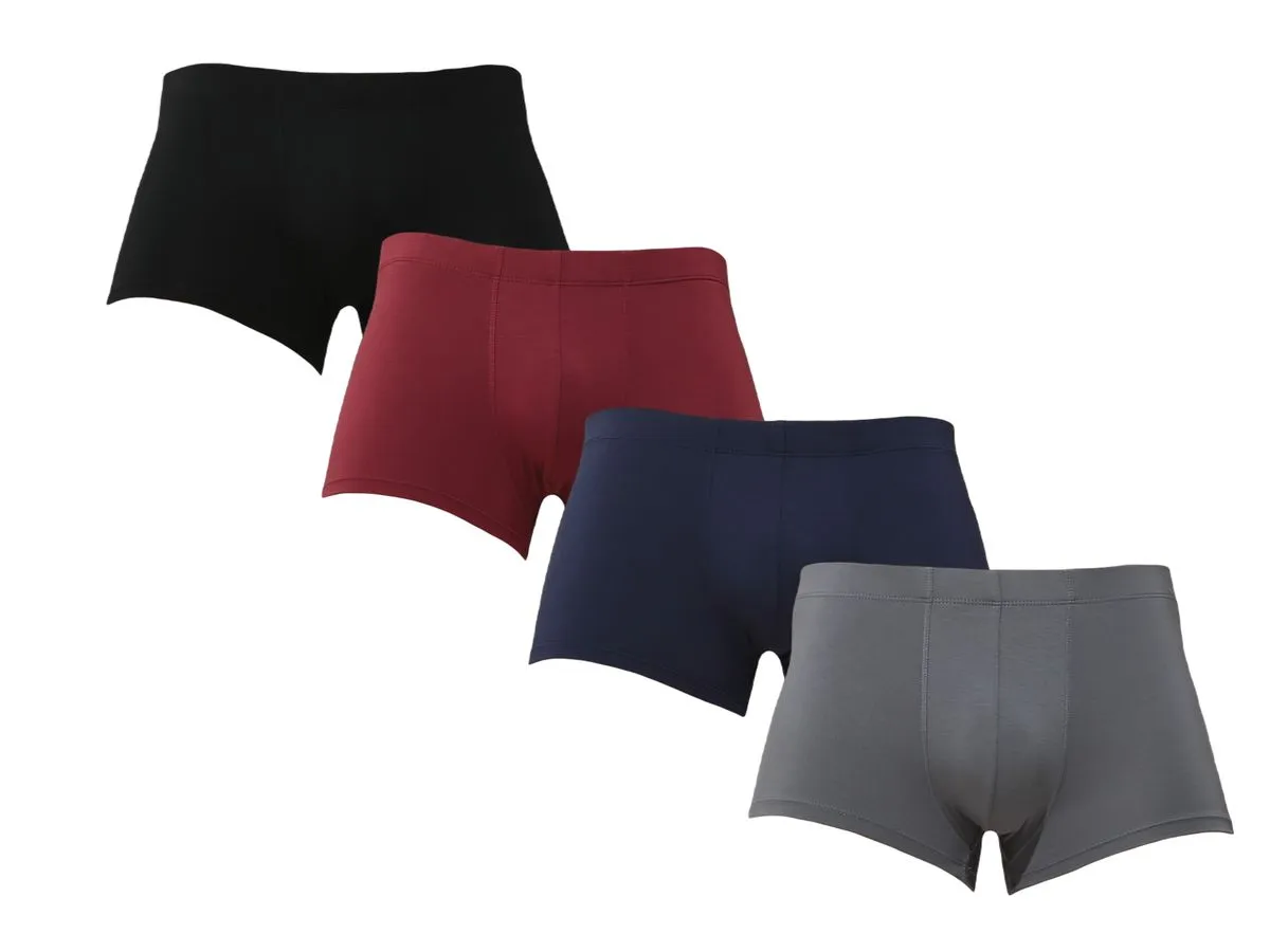 Men's Underwear Boxer Briefs Viscose Soft Breathable Pack of 4