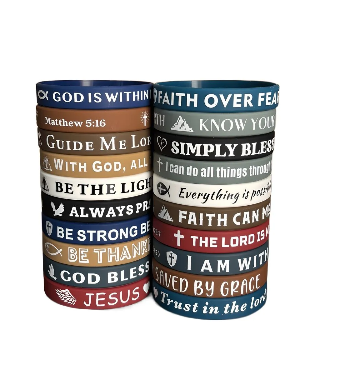 20-Piece Silicone Bible Verse Bracelets For Men Women Soft And Comfortable