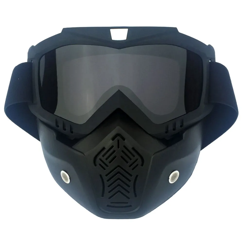 Motorcycle Riding Goggles Glasses With Removable Face Mask - Gray Lens
