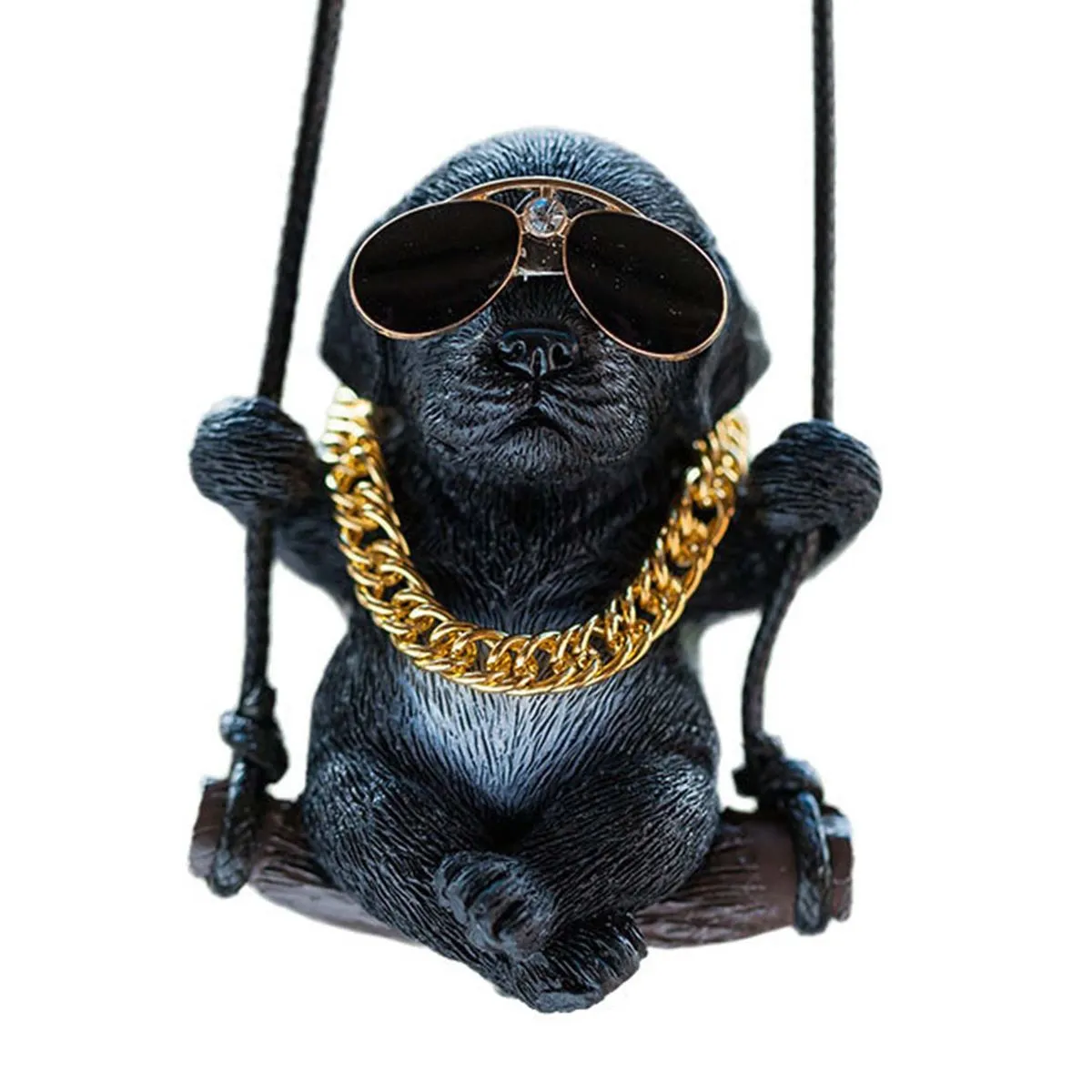 Cool Dog Car Mirror Hanging Accessories, Swinging Dog Car Decoration - Black
