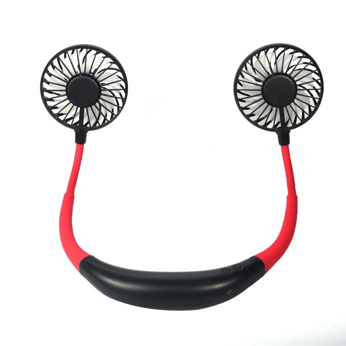 Portable Rechargeable 2000mAh Mini Hands-Free Adjustable Neck Fan - Black, Red
