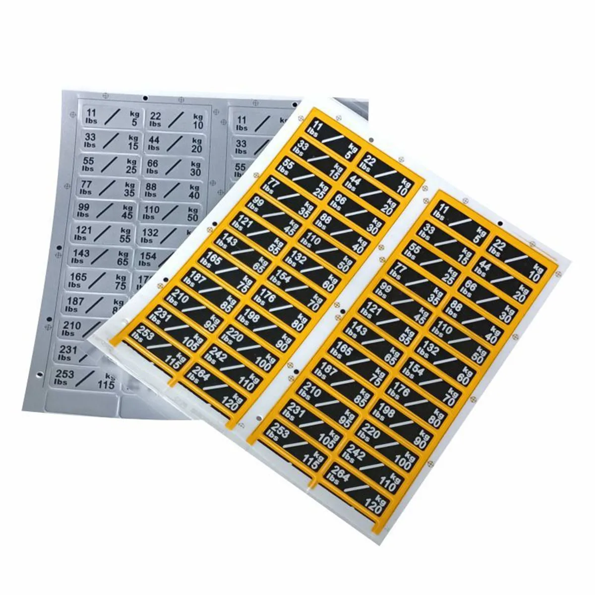 Weight Stack Labels Weight Plate Sticker Body Building Strength Training - Silver