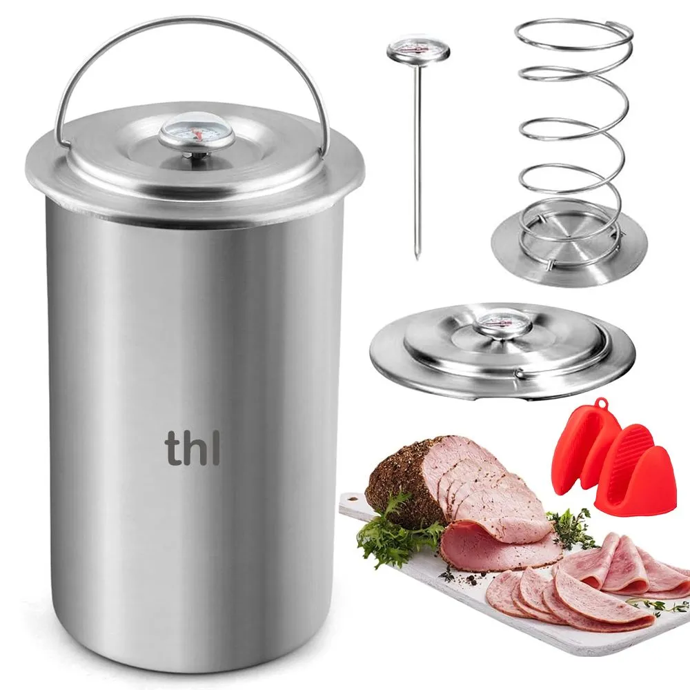 thl Stainless Steel Meat Press - Make Homemade Deli Meat with Thermometer