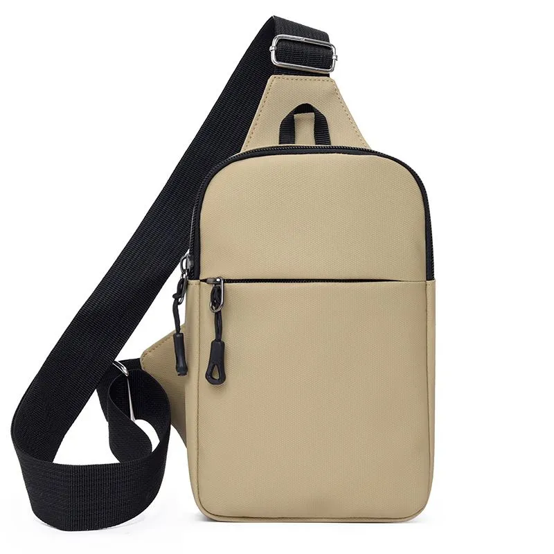 Fashion Chest Bag Shoulder Zipper Waterproof Oxford Cloth Backpack - Brown