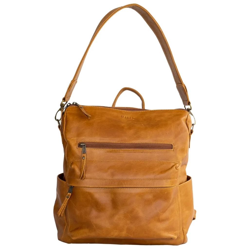 Mally Genuine Leather Ladies Backpack - Toffee