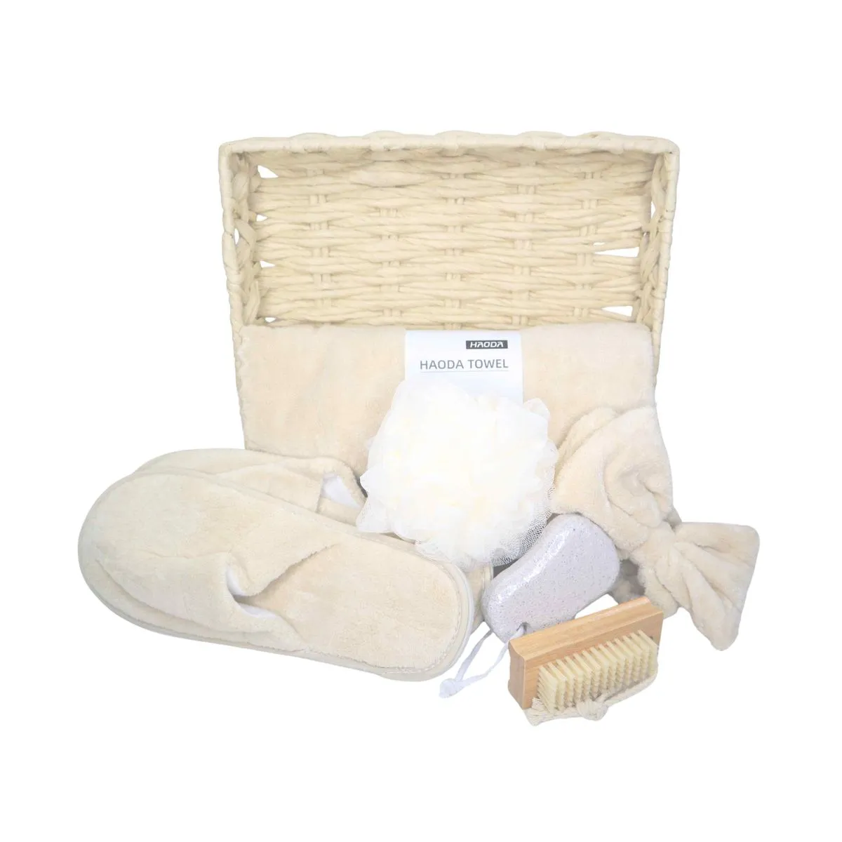 6 Pcs - Luxury Women's Spa Gift Basket - L - Starter Pack - Beige