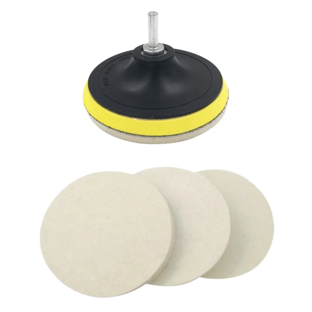 3Pieces 5-inch Wool Felt Disc Polishing Pads with M14 Drill Adapter