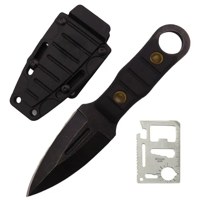 Tactical Kunai Dagger Hunting & Camping Knife - Black