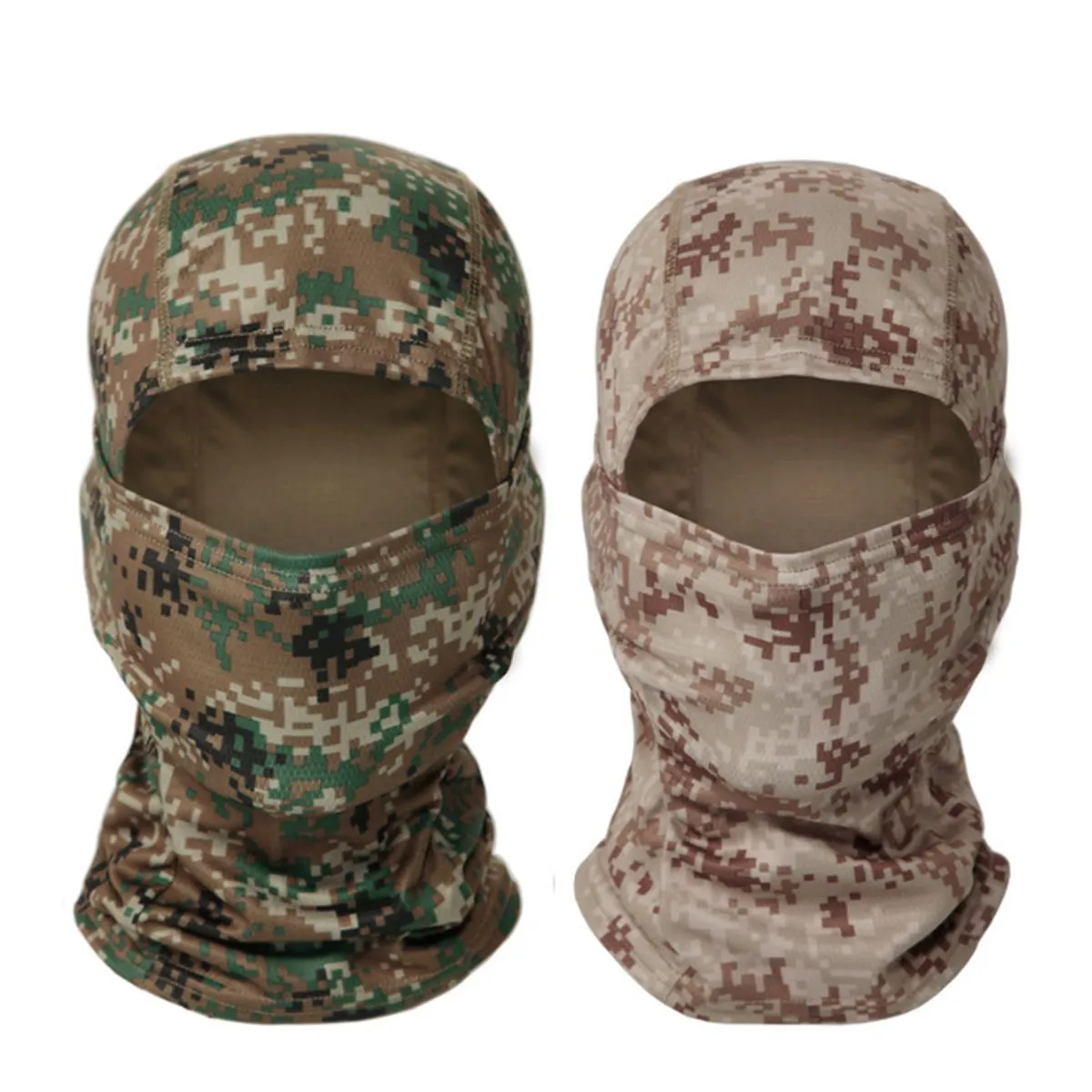 2 Pk Balaclava Mask Head Mask Full Face Mask Windproof Sun Protection Hood - Camouflage Green +  Ye…