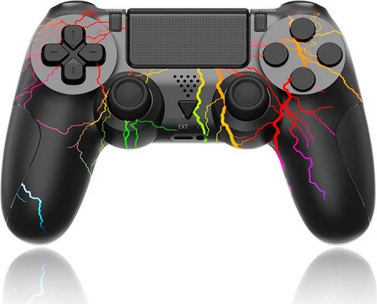 Wireless Controller for PS4 Crack Custom Design with RGB Light - Black