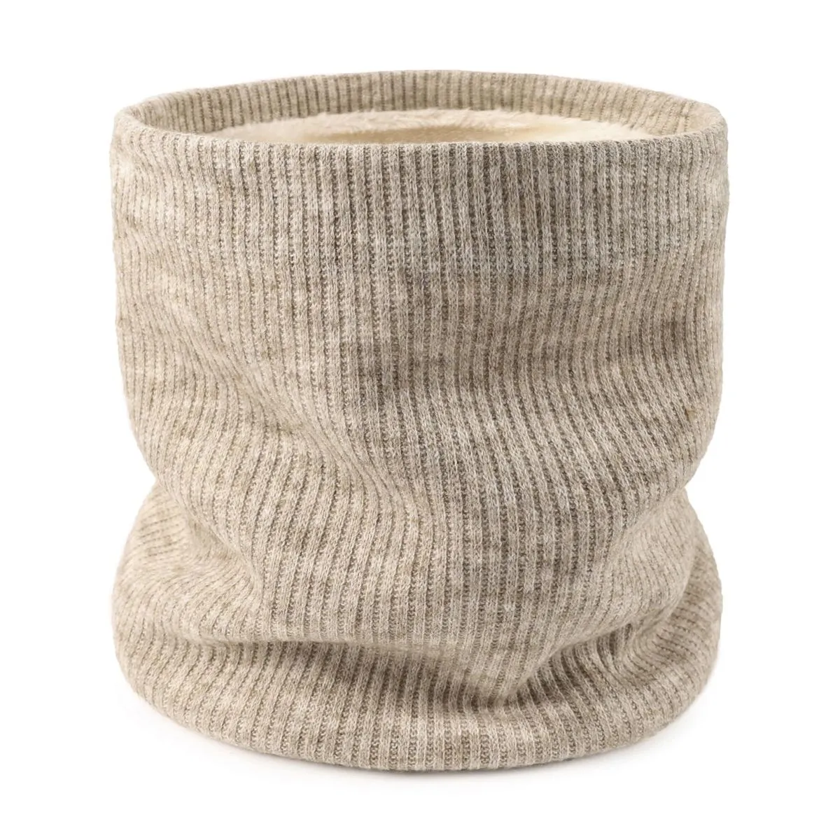 Unisex Fleece Lined Warmer Ski Face Neck Gaiter Winter Infinity - Beige-grey