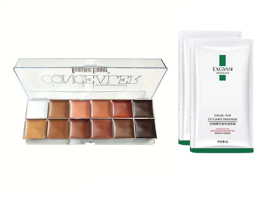 12 Colours Full Cover Cream Concealer Palette & Exgyan Sleep Masks