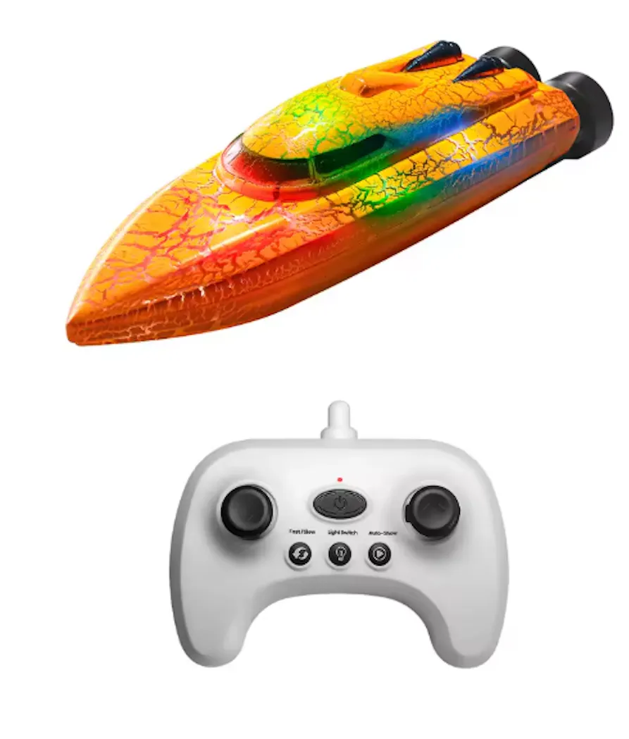 Micro Remote Control Boat 360-degree Flip with LED Light Effects - Orange