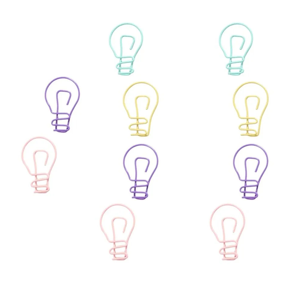 10 Piece - Pastel Light Bulb Paper Clips Set - Multicolor