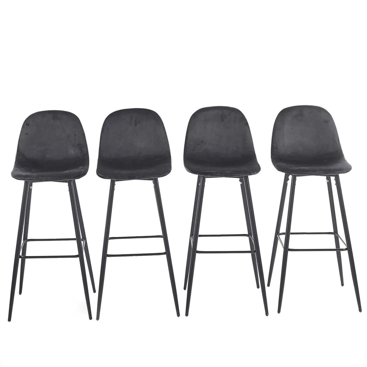 Counter Height Bar Stool Set of 4 Kitchen Chairs with Backrest & Footrest