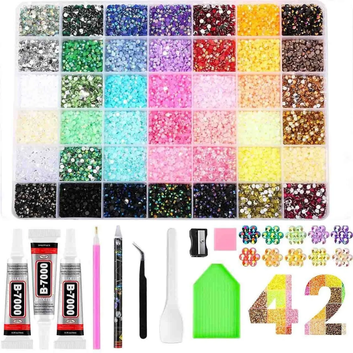 Koirerooy 42 Color Resin Jelly Rhinestones Bedazzling Kit,3mm Multicolor
