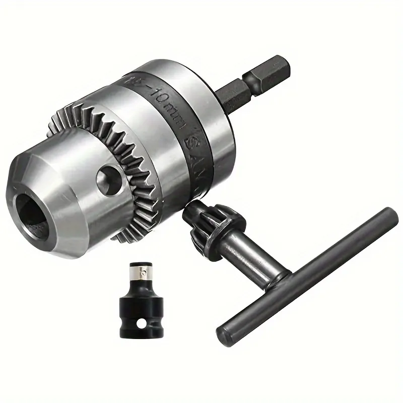 1.5-10mm Keyed Drill Chuck with Hex Shank Adapter and Wrench