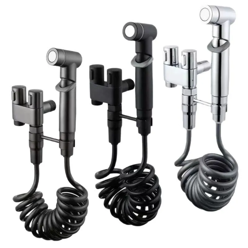 1 in 2 Out Angle Valve with High Pressure Spray Gun for Toilet Bidet