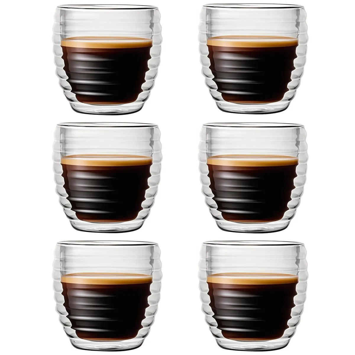 6Pack 260ml-Double Walled Thermo Glass Cups Perfect for Tea Coffee