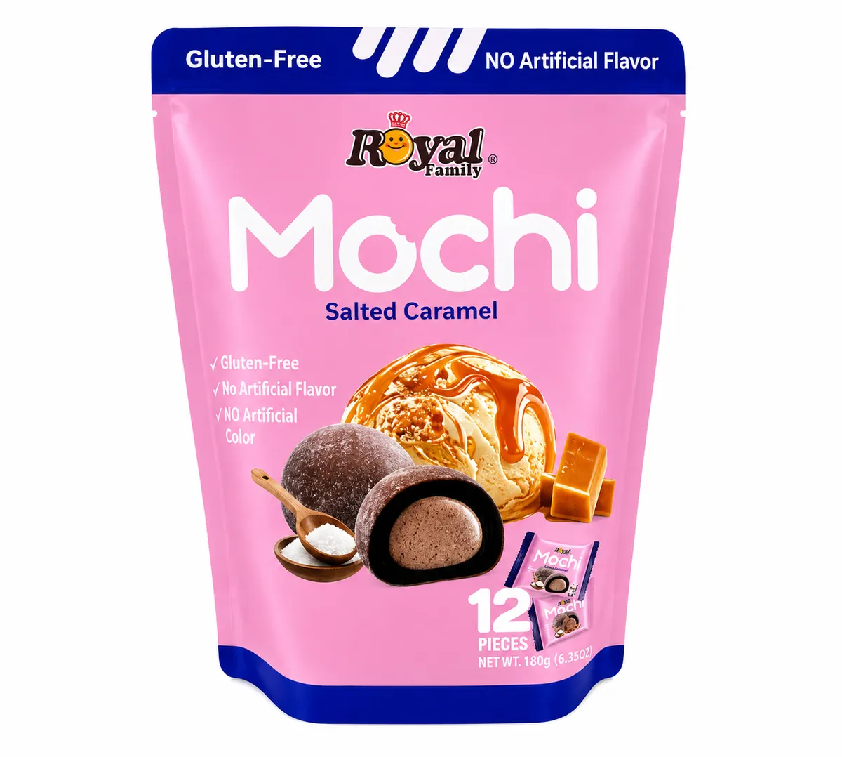 Royal Family Salted Caramel Mochi Rice Cakes - 12 Piece