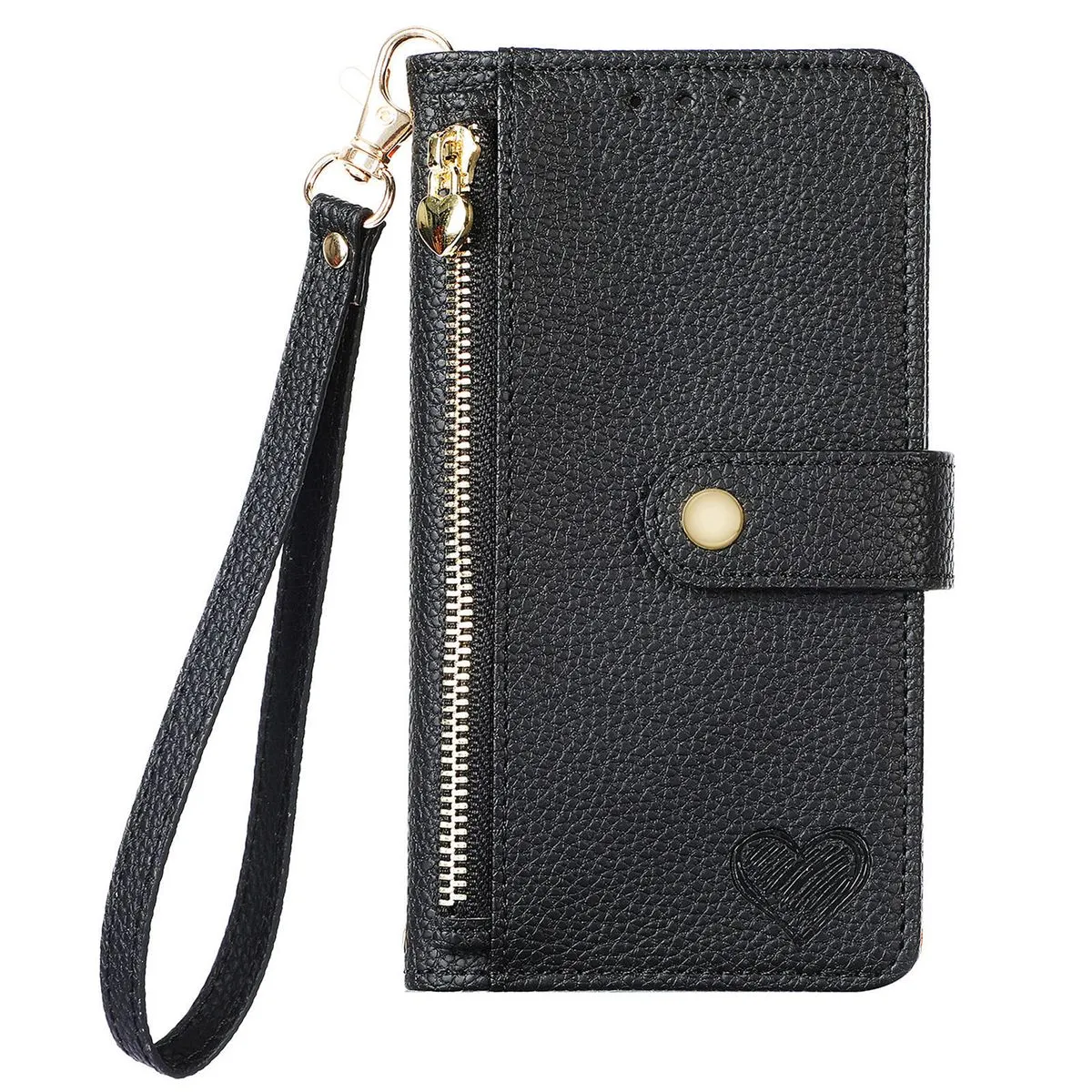 RFID Zip Leather Wallet Case Compatible With Samsung Galaxy S25 Cover - Black