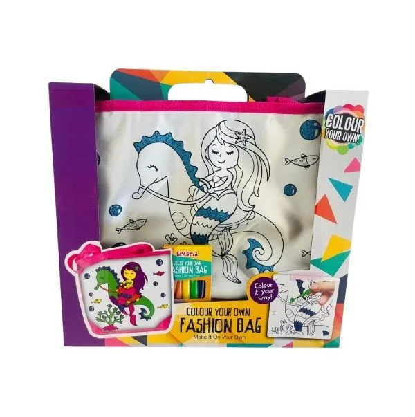 Arts & Crafts - DIY Colour Your Own Fashion Bag - Mermaid