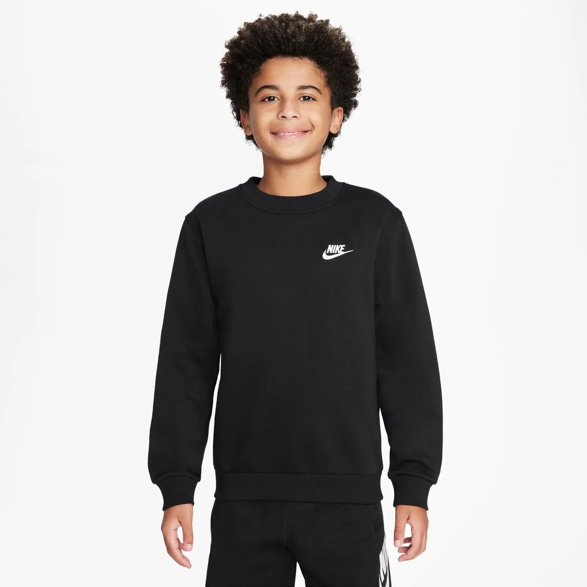 Nike Big Kids' Sportswear Club Fleece Sweatshirt - Black/White