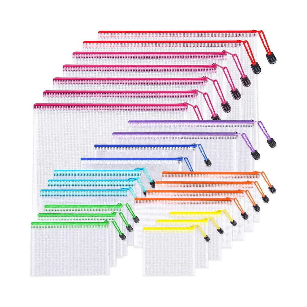 24pcs Mesh Zipper Pouch Bags - 8 Sizes Plastic Zipper Pouches