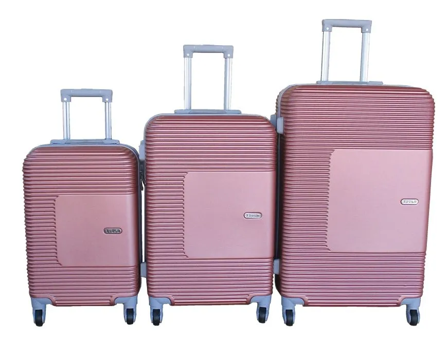 3 Piece Pink Trolley Luggage Case Set - ABS Material, Stylish & Durable