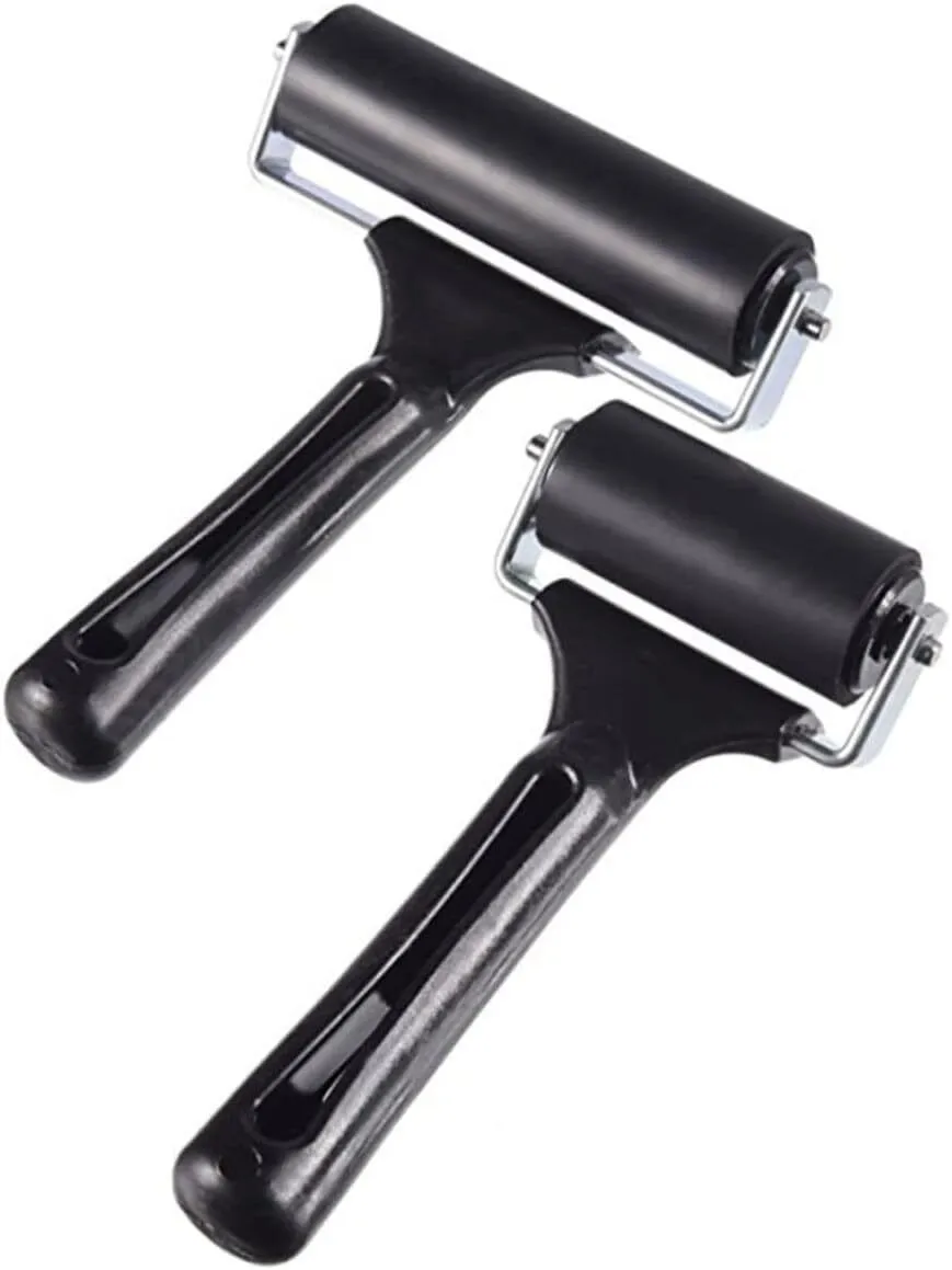 2Pieces Rubber Rollers Brayers for Stamping Printmaking Heavy Duty Metal