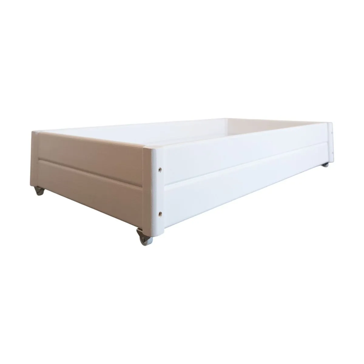 Just For Kids Pine Storage Unit Drawer on Wheels for Toddler Bed - White