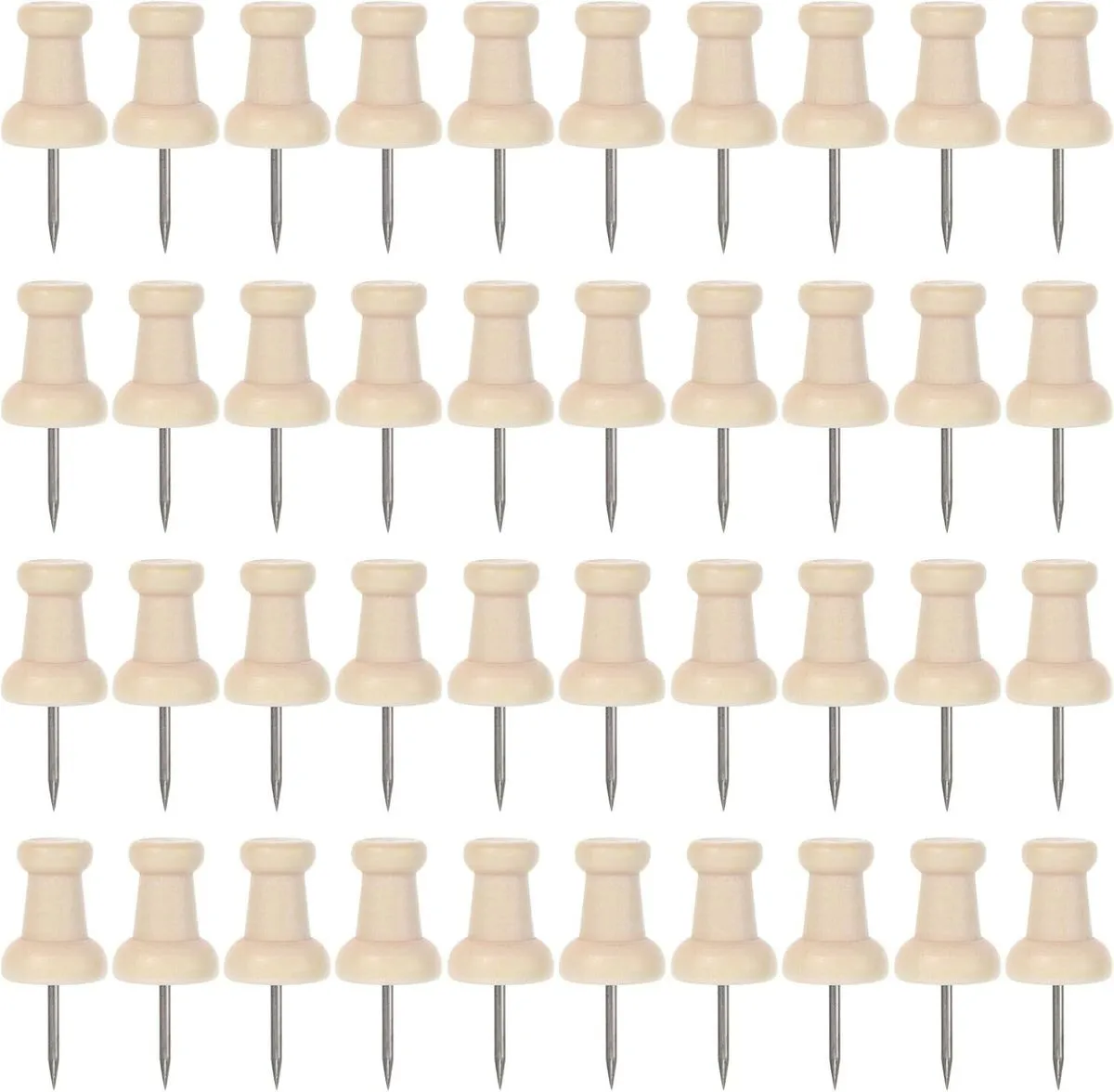 50 Pieces Wood Push Pins with Steel Needle Point Large Head Thumb Tacks