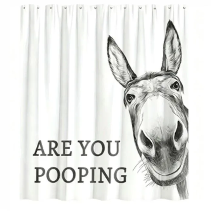 Funny Cartoon Animal Shower Curtain, Waterproof Fabric, 70 x 70in