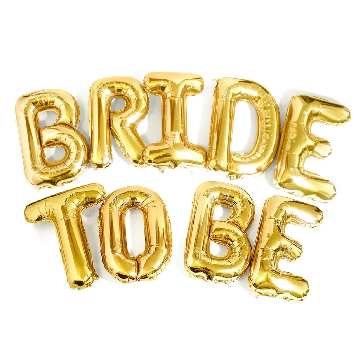 Bride To Be Foil Balloon Set - 9pc 16inch Letters for Bachelorette - Gold
