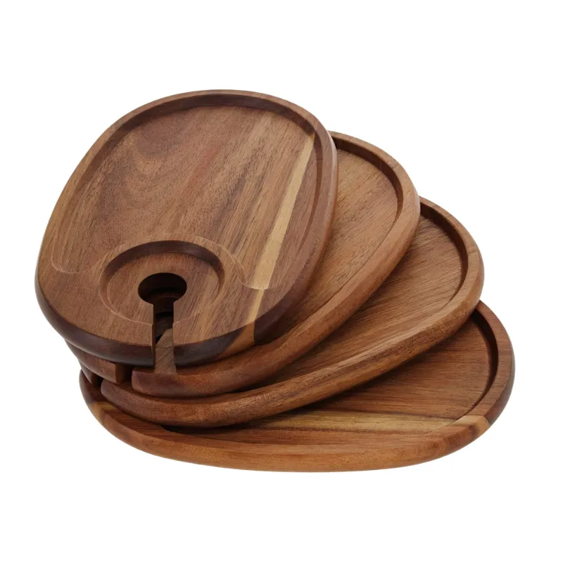 4-Piece Acacia Wood Wine Cheese Charcuterie Board Plate Set Serving Trays