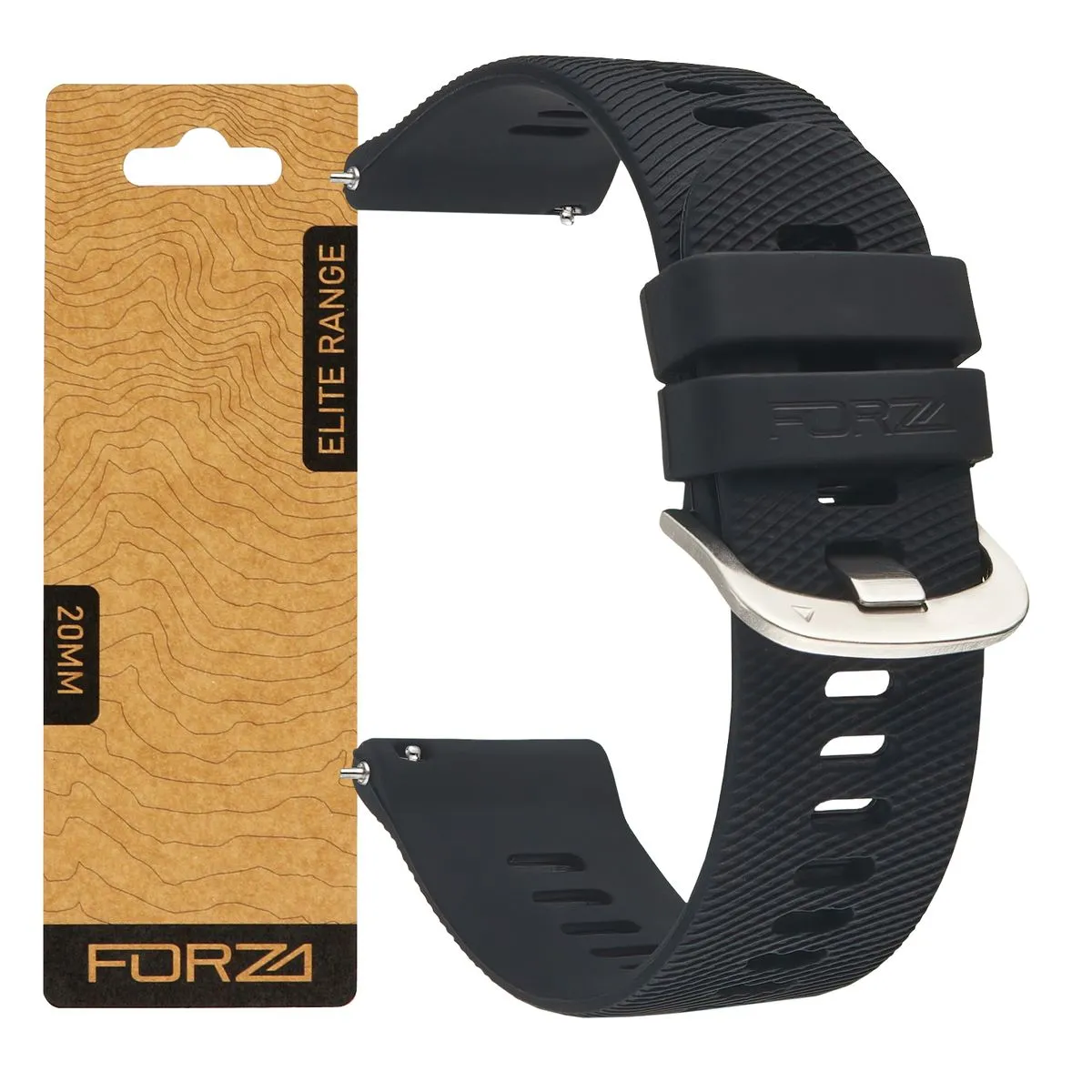 FORZA 20mm Quick Release Axis Series Strap Compatible with Garmin & More - Black