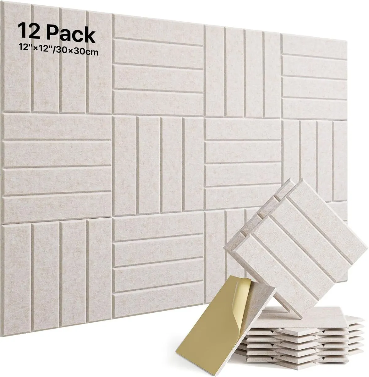 12 Pack Sound Proof Foam Panels for Walls, Self-Adhesive Acoustic Panels