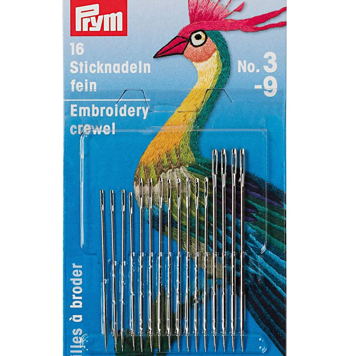 Prym Hand Sewing Fine Embroidery Crewel Needles - No. 3-9, Assorted