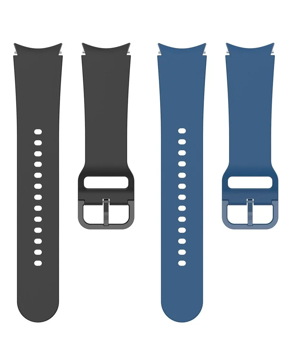 Watch Strap compatible with Samsung Galaxy Watch 4 / 5 / 6 / 7 - 2 Pack - Black, Blue
