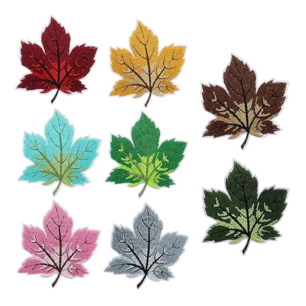 Craft DIY Maple Leaf Embroidered Patches Appliqués (8cm) - 8pcs